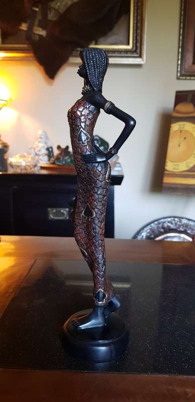 Beautiful Tall  Hand Painted African Tribal Art Figurine 31.5 cm Marked KWC