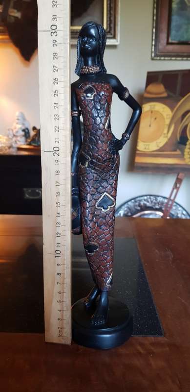 Beautiful Tall  Hand Painted African Tribal Art Figurine 31.5 cm Marked KWC