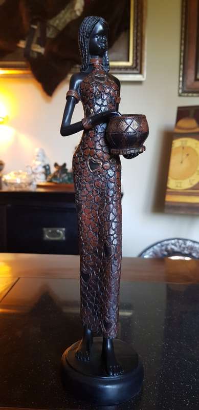 Tall African Tribal Art Figurine 30.5 cm Marked KWC
