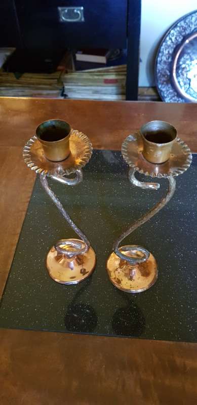 2  Vintage Copper Candelabra