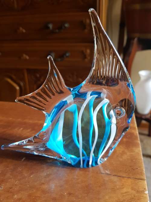 Absolutely Stunning Blue and White Murano Fish