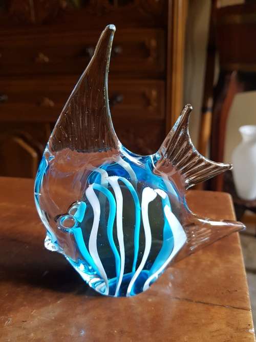 Absolutely Stunning Blue and White Murano Fish