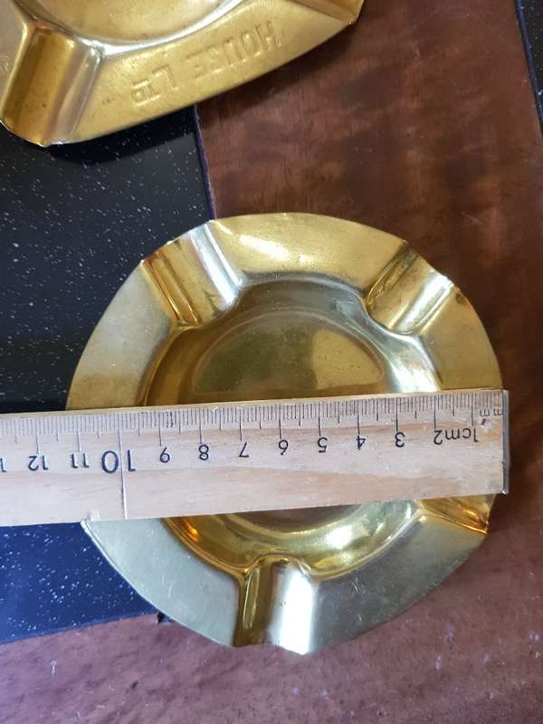2 Vintage solid brass ashtrays