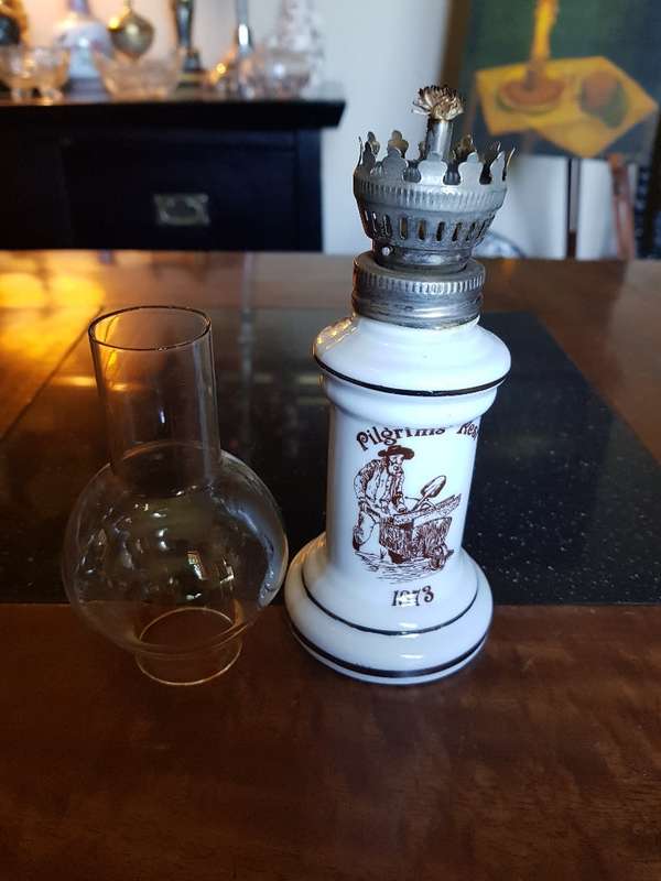 Beautiful Pilgrims Rest Paraffin Lamp. Marked