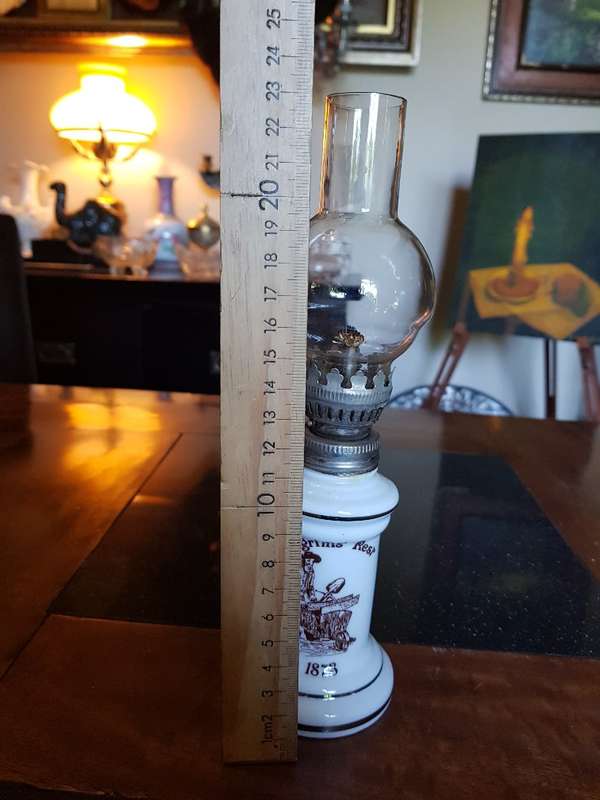Beautiful Pilgrims Rest Paraffin Lamp. Marked