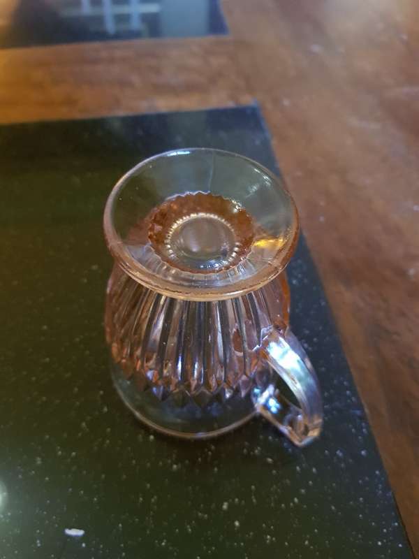 Beautiful Pink Depression Glass Cake Plate & Milk Jug Duo