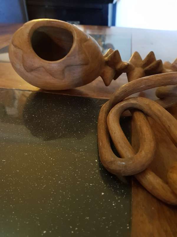 Beautiful Hand Carved Solid  Wood Bird Feeder
