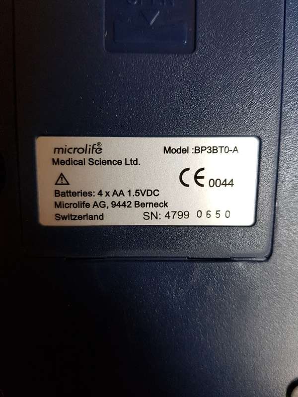 Microlife Blood Pressure Monitor BP 3BTO-A. incl Batteries