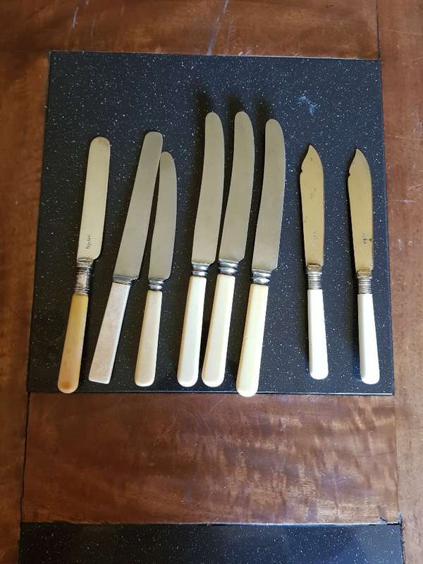 Assorted Anitque Bone Handle Knives. Marked