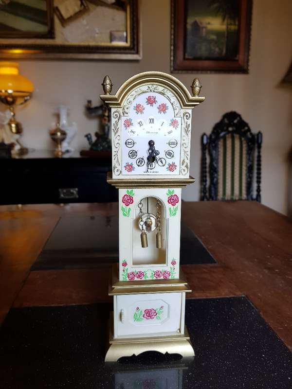 Stunning Vintage Miniature Blessing Grandfather Clock. Working plus key