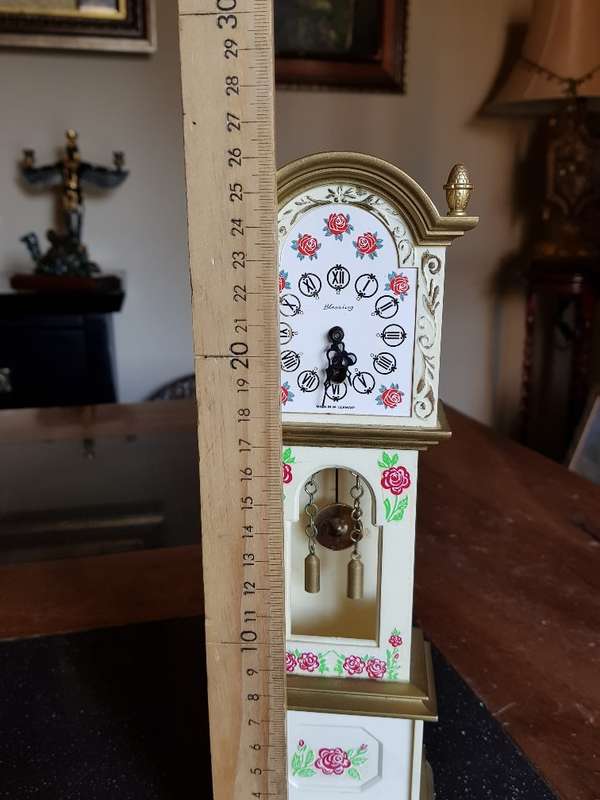 Stunning Vintage Miniature Blessing Grandfather Clock. Working plus key