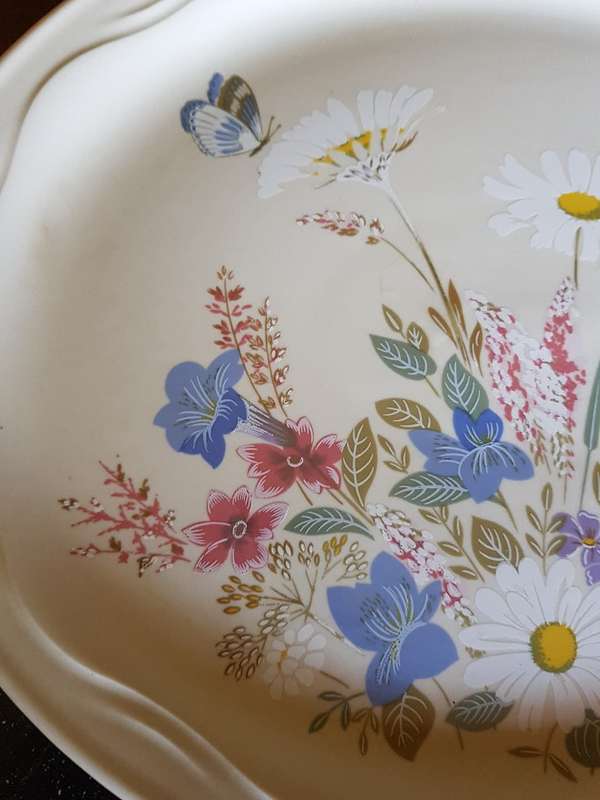 Beautiful Springtime Porcelain Platter By Poole of England. Marked
