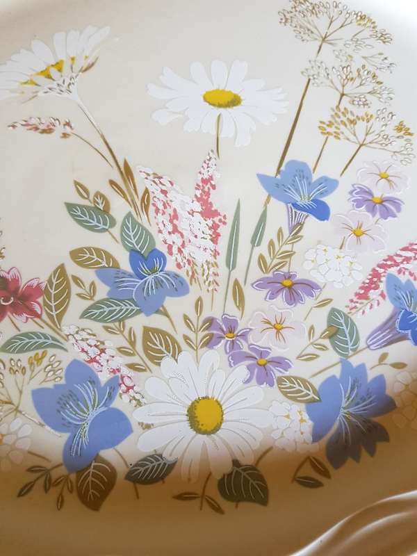 Beautiful Springtime Porcelain Platter By Poole of England. Marked
