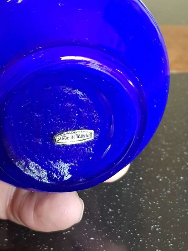 Absolutely Stunning Blue Art Vase. Marked