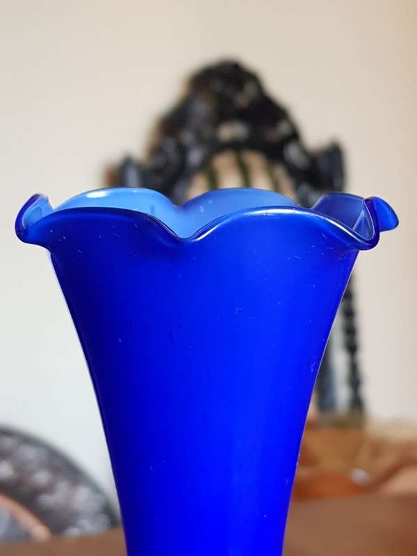 Absolutely Stunning Blue Art Vase. Marked