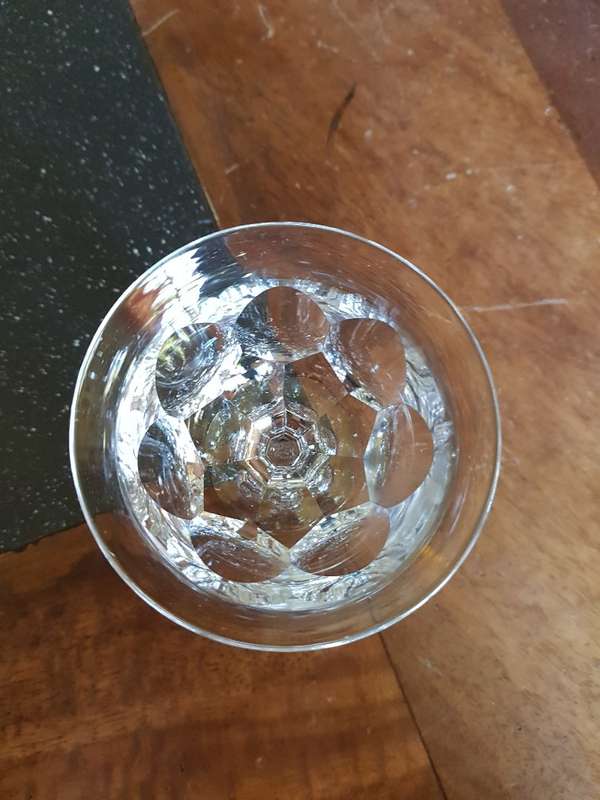Stunning Set of 6 Webb Crystal Sherbets. Acid Etched Markings Stands 10 cm