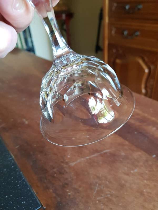 Stunning Set of 6 Webb Crystal Sherbets. Acid Etched Markings Stands 10 cm
