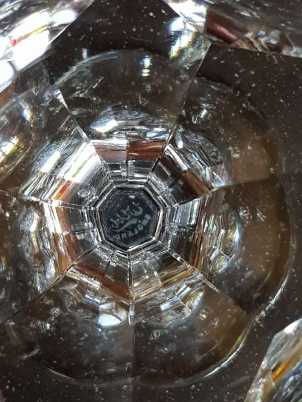 Stunning Set of 6 Webb Crystal Sherbets. Acid Etched Markings Stands 10 cm