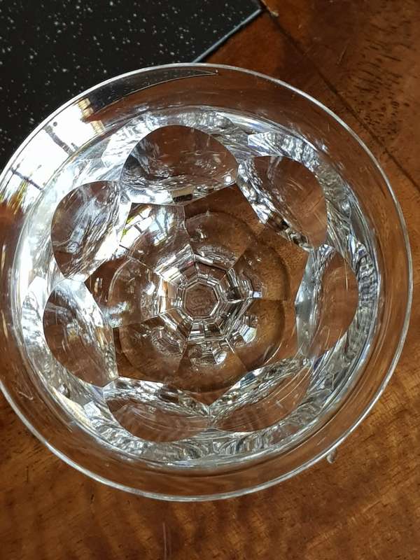 Stunning Set of 6 Webb Crystal Sherbets. Acid Etched Markings Stands 10 cm