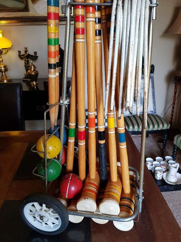 Stunning Vintage Croquet Set plus Trolley. Complete