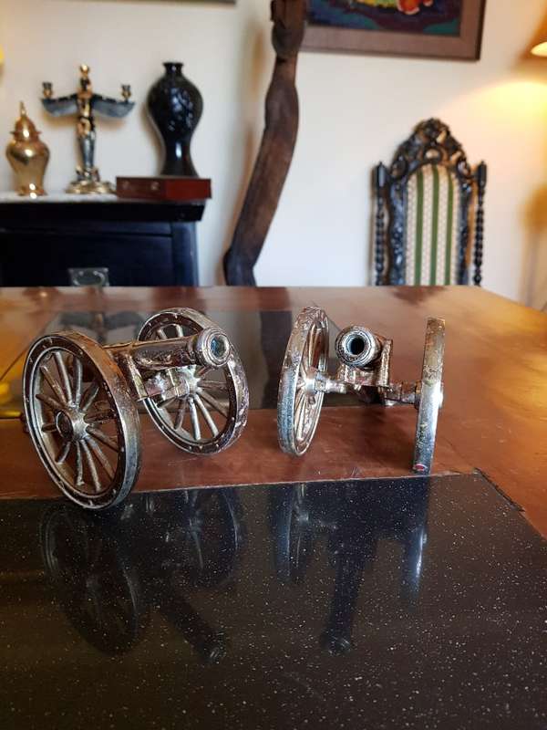 Two Vintage Brass Canons. Marked England