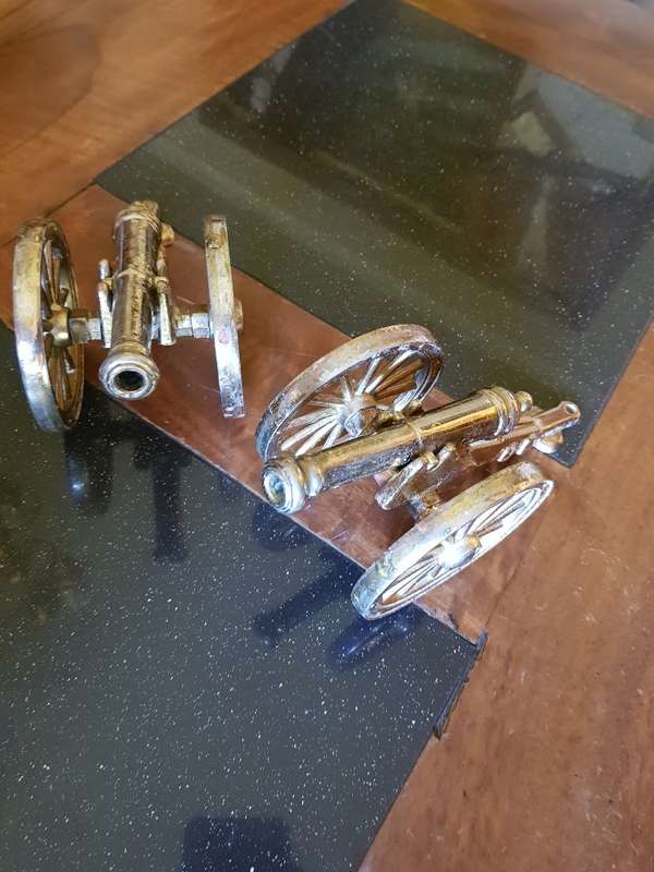 Two Vintage Brass Canons. Marked England