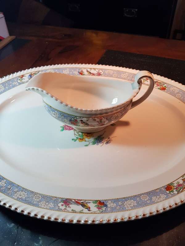 Large Vintage Johnson Brothers Old English Oval Platter and Gravy Boat