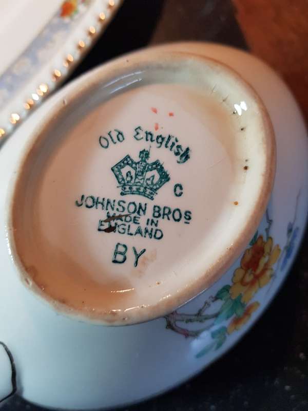 Large Vintage Johnson Brothers Old English Oval Platter and Gravy Boat
