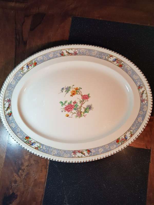Large Vintage Johnson Brothers Old English Oval Platter and Gravy Boat