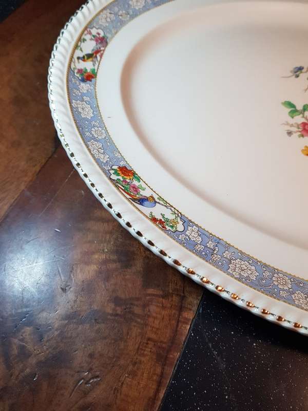 Large Vintage Johnson Brothers Old English Oval Platter and Gravy Boat