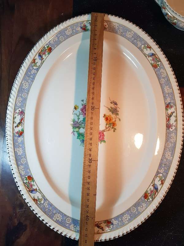 Large Vintage Johnson Brothers Old English Oval Platter and Gravy Boat