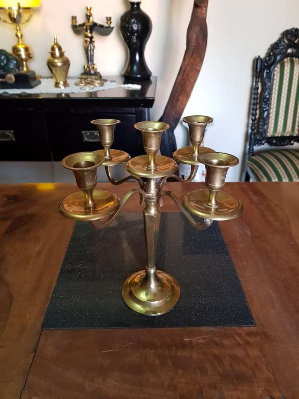 Stunning Five Tier Brass Candelabra.