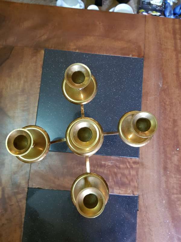 Stunning Five Tier Brass Candelabra.