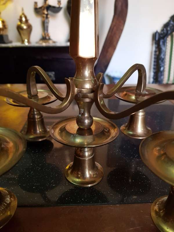 Stunning Five Tier Brass Candelabra.
