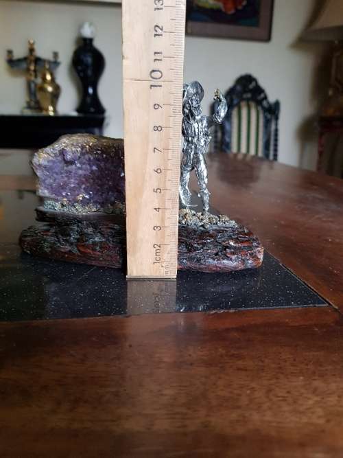 Vintage Gold Digger Figurine with Amethyst Rock