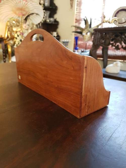 FREE SHIPPING!!!  Stunning Vintage Solid Wood Book Rack with Brass Inlays