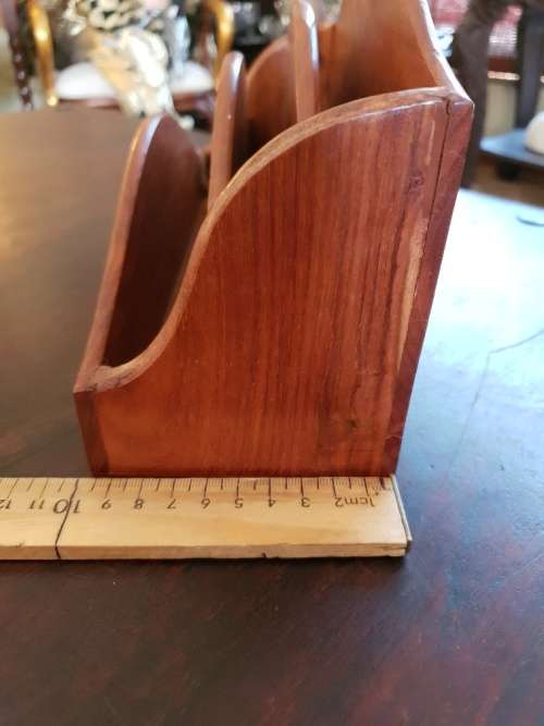 FREE SHIPPING!!!  Stunning Vintage Solid Wood Book Rack with Brass Inlays