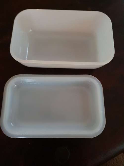 FREE SHIPPING!!!  Beautiful Vintage Milk Glass Butter Dish. Makers Mark