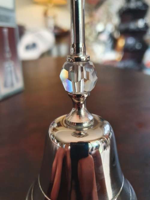FREE SHIPPING!!!  Beautiful Silver Plated Bell with Crystal.