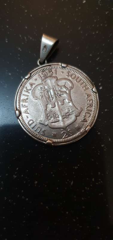 1951 South African 2 Shilling Coin with a 925 Silver Clasp