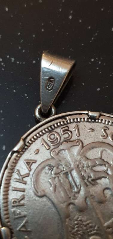 1951 South African 2 Shilling Coin with a 925 Silver Clasp