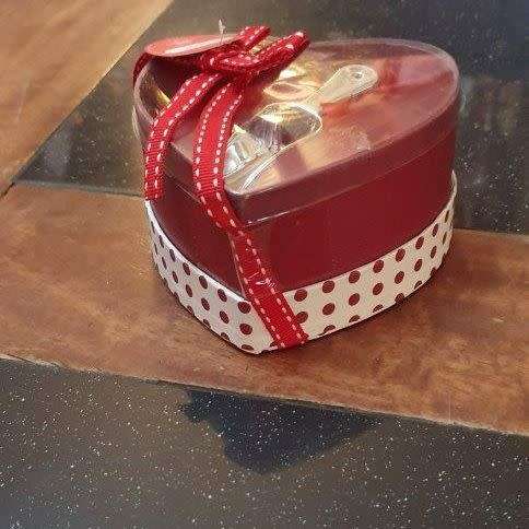Heart Shaped Box with Bath Salt and a Scoop