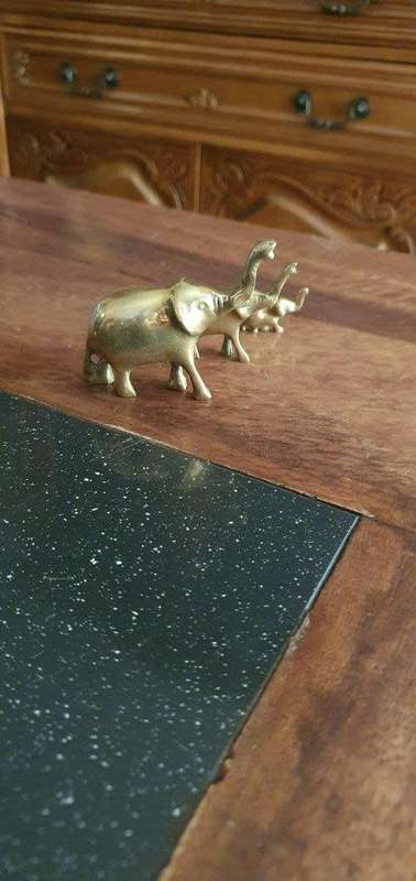 Stunning Trio of Vintage Brass Elephants.
