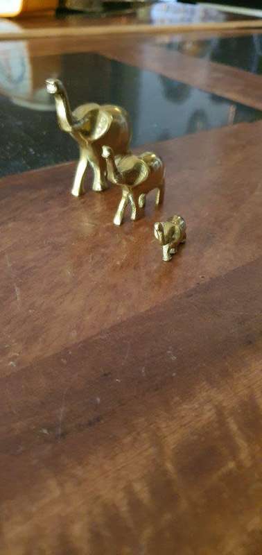Stunning Trio of Vintage Brass Elephants.