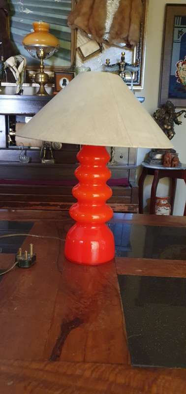 Beautiful Red Art Glass Lamp with Shade