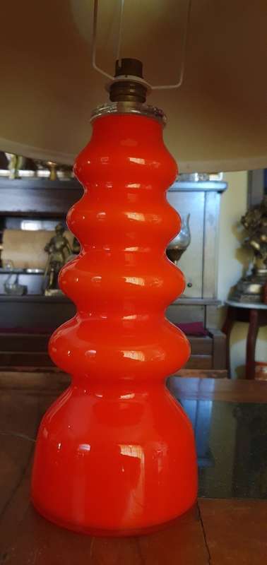 Beautiful Red Art Glass Lamp with Shade
