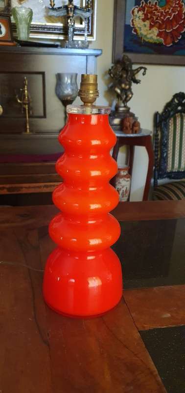 Beautiful Red Art Glass Lamp with Shade