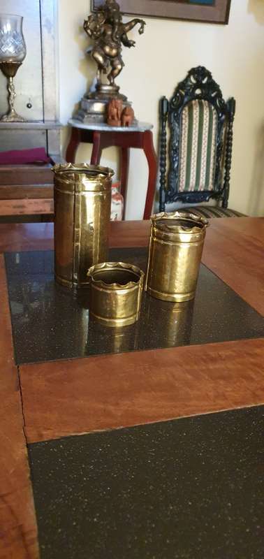 3 X Small Brass Planters