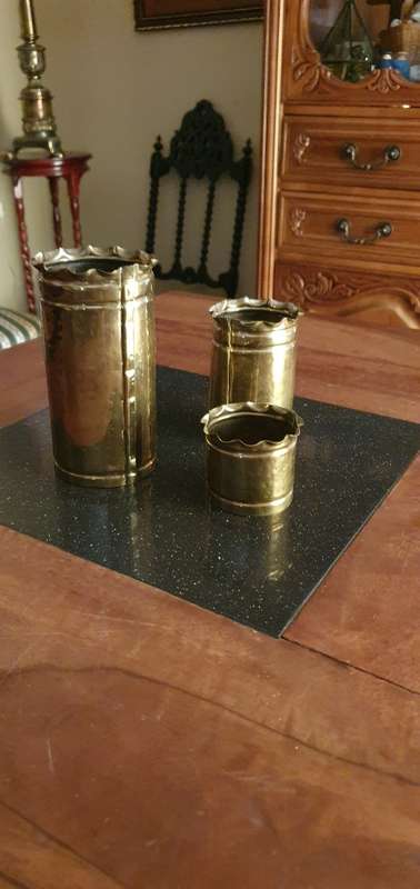 3 X Small Brass Planters