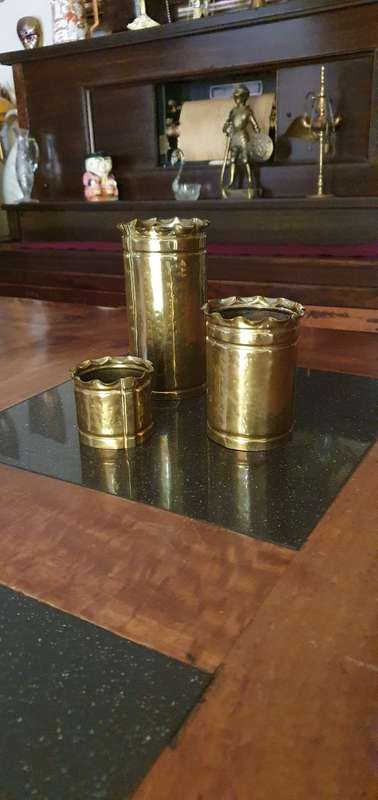 3 X Small Brass Planters